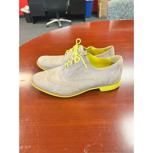 Cole Haan Tan & Yellow Suede Ladies Wing Tips sz 10 - Picture 5 of 8